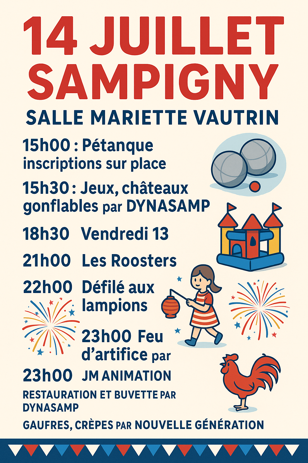 Affiche festivité sampigny 14 juillet 2025